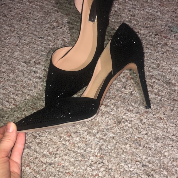 Women’s black heels with rhinestones all over shoe - Picture 6 of 7